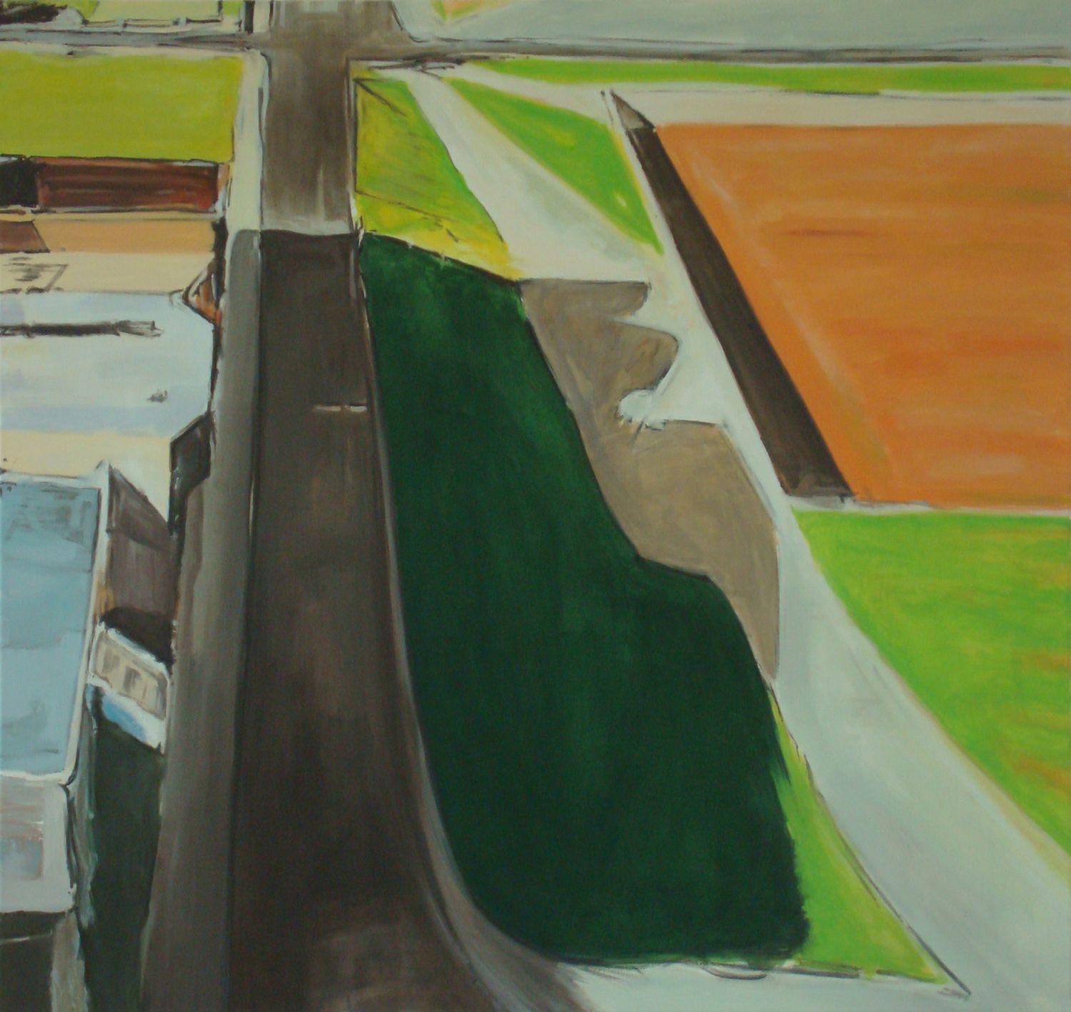 Kopie: Öl auf Leinwand, 90x95 cm, August 2009
Original von Richard Diebenkorn, "Cityscape (Landscape No. 2)", 1963