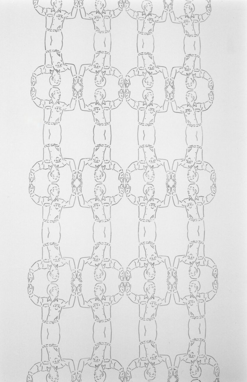 Detail aus Band 270x76 cm, Filzstift und Schablone auf Wand, Januar 1998