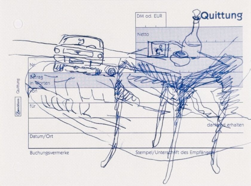 10.5x14 cm, Durchschlag des Pauspapiers auf Papier, 1998