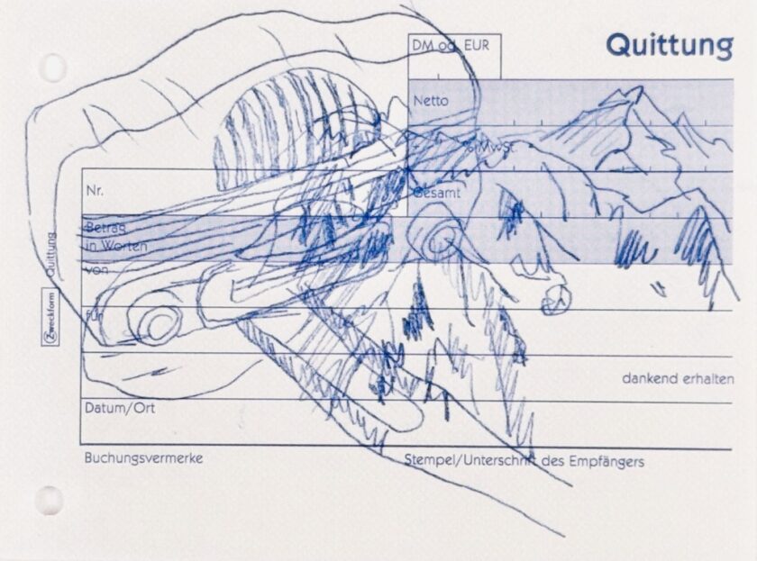 10.5x14 cm, Durchschlag des Pauspapiers auf Papier, 1998