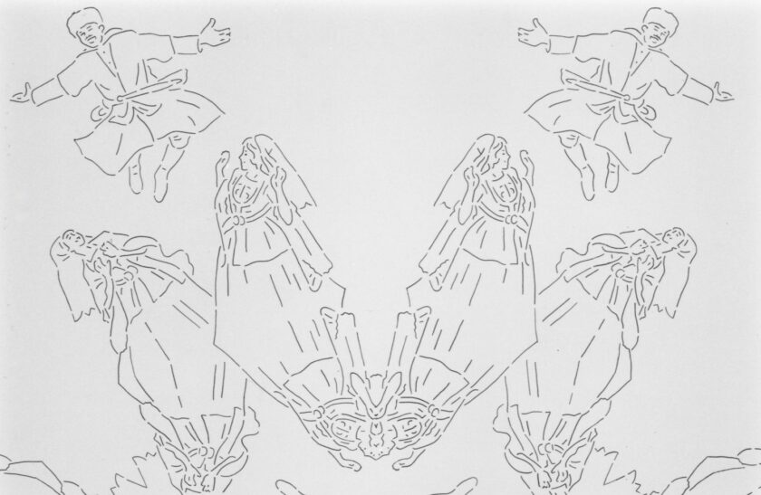 Detail aus Zeichnung Durchmesser 240 cm, Filzstift und Schablone auf Wand, Januar 1998